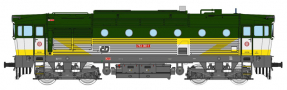 [Lokomotivy] → [Motorov] → [T478.3 „Brejlovec”] → 33323: dieselov lokomotiva zelen-bl se lutm bleskem