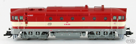[Lokomotivy] → [Motorov] → [T478.3 „Brejlovec”] → CD-750-264: dieselov lokomotiva vnov erven s vstranm psem, ed podvozky