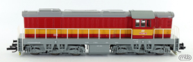 [Lokomotivy] → [Motorov] → [T669.0 (770)] → CD-770-088: dieselov lokomotiva erven s vstranm pruhem, ed stecha, rm a pojezd