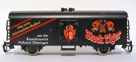 [Nkladn vozy] → [Kryt] → [2-os chladic, pivn a reklamn] → TB-1028: ern s reklamnm potiskem ″Black Tiger″