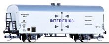 [Nkladn vozy] → [Kryt] → [2-os chladic, pivn a reklamn] → 501615: bl chladc vz s edou stechou „INTERFRIGO“